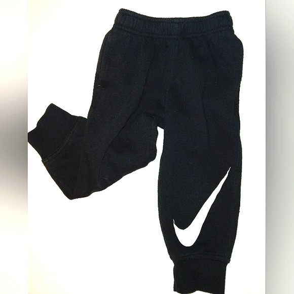 EUC Unisex NIKE Black warm Jogger pants with Large White Swoosh detail - Picture 2 of 12